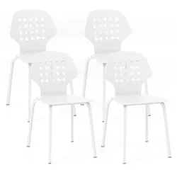 Helloshop26 - 4er-Set Esszimmerstühle 44 x 53 x 86 cm verbesserter Komfort modernes Design weißes Metall 20_0012587
