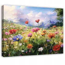 BILDER Blumenwiese Natur Aquarell Wohnzimmer 120x80