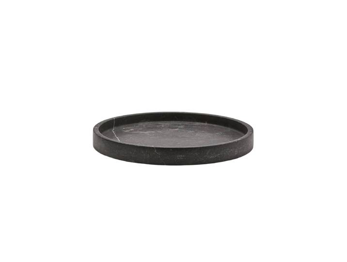 Rundes Design Bad-Tablett „Hammam“ aus Marmor Ø 30 cm, Dunkelgrau Aquanova