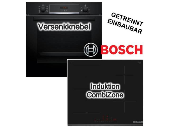 BOSCH Backofen-Set Backofen 3DHeißluft Hydrolyse+ Induktionskochfeld PowerBoost CombiZone