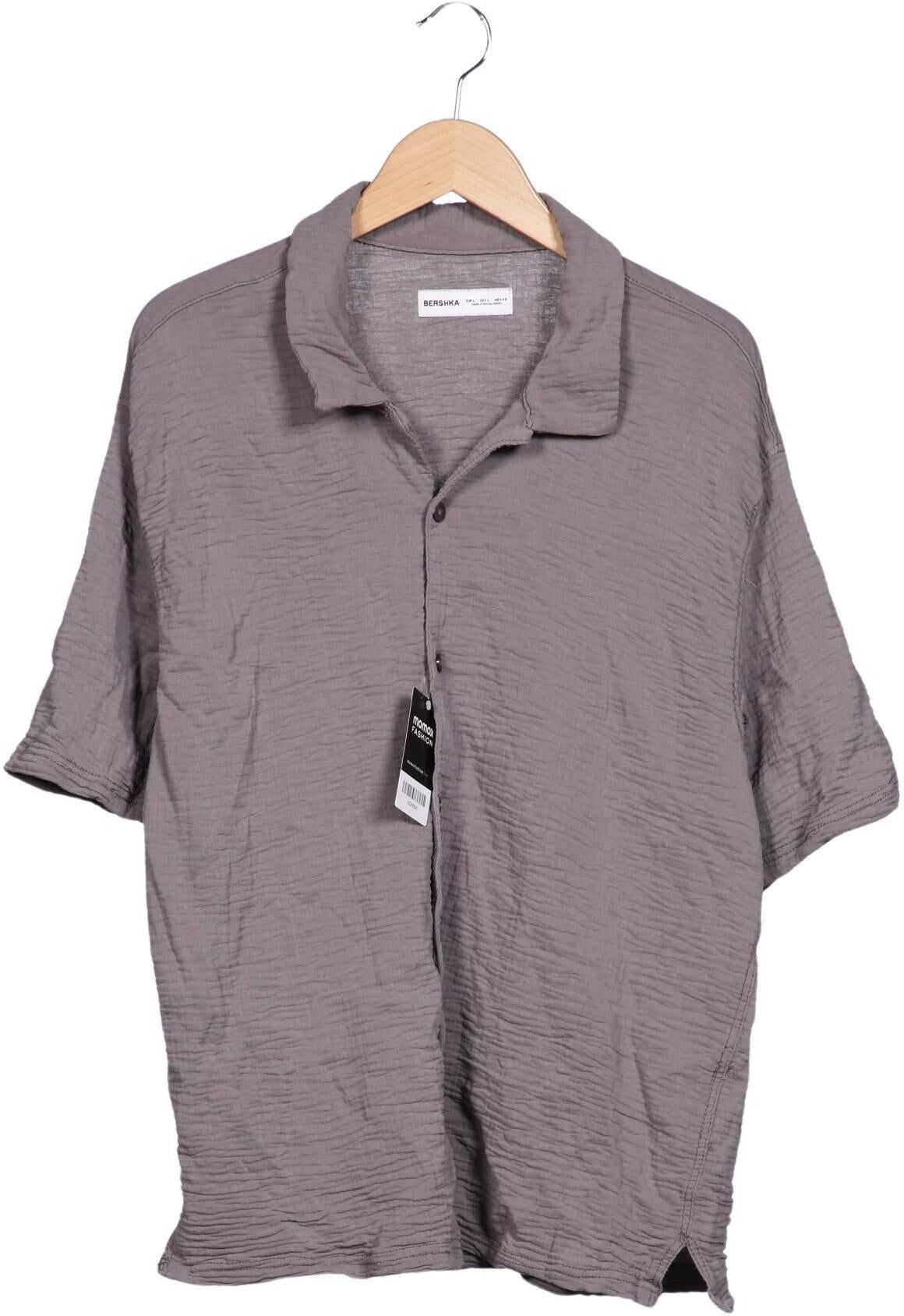 bershka Herren Hemd, Grau, Gr. L, Baumwolle - Second Hand