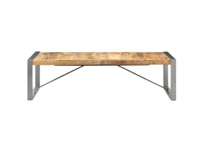 Couchtisch 140 x 70 x 40 cm Mangoholz roh Industrieller Stil, Beine aus pulverbeschichtetem Stahl, Tischplatte aus Mangoholz, Wohnzimmer, vor der Couch