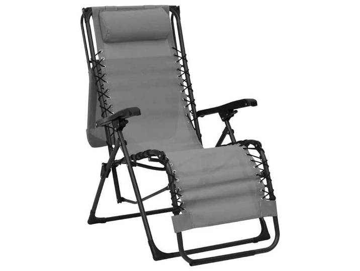 Elegant Chaise pliable de terrasse Textilène Gris - Fauteuil long de soleil - 9.45 kg - 89567