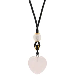 Cord Necklace Gemstone Pendant - Rose Quartz Heart