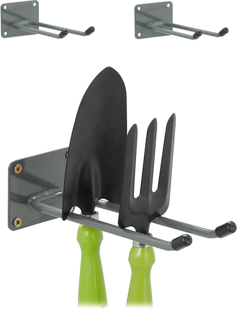 Doodadeals Bezemhouder Ophangsysteem voor Tuingereedschap Set van 3 - Staal - 24 cm lang