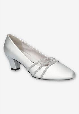 Women's Cristiny Pump by Easy Street in Silver Satin (Size 8 M)