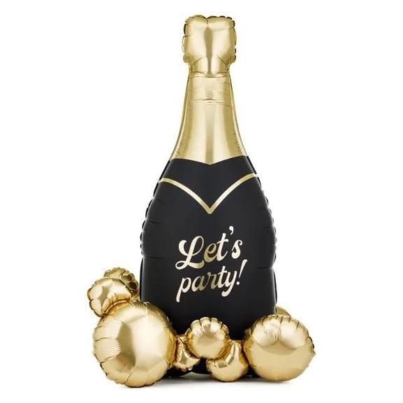 Partydeco XL Let's Party Champagner AirLoonz Ballon (zum selber aufblasen mit Luft) (1x) (75015660)