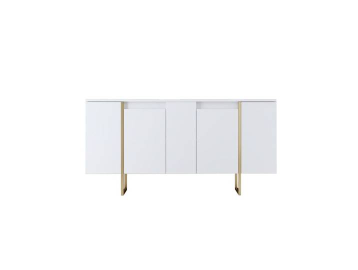 Buffet avec étagères 4 portes L160 cm - Blanc et or