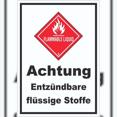 HB-Druck Aufkleber Entzündbare flüssige Stoffe Flammable Liquid A4 (210x297mm)