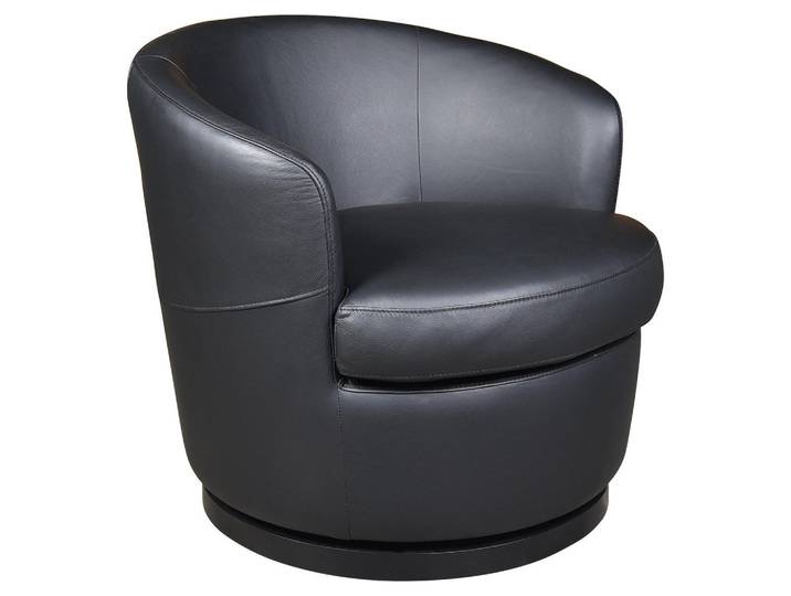 Xora Designsessel Trevisio, Schwarz, Kunststoff, Echtleder, Rindleder, 76x74x75 cm, Sitzfläche 360° drehbar, Wohnzimmer, Sessel, Sonstige Sessel