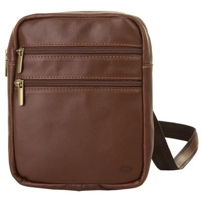 Umhängetasche PIKÉ "PIKÉ Damen, Herren echt Leder, Made in Italy", Damen, Gr. B/H/T: 23cm x 19cm x 6cm onesize, braun, Leder, used, Taschen Umhängetasche, echt Leder, Made in Italy