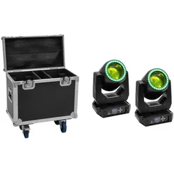 EUROLITE Set 2x LED TMH-B120 Hypno Moving-Head Beam + Flightcase mit Rollen