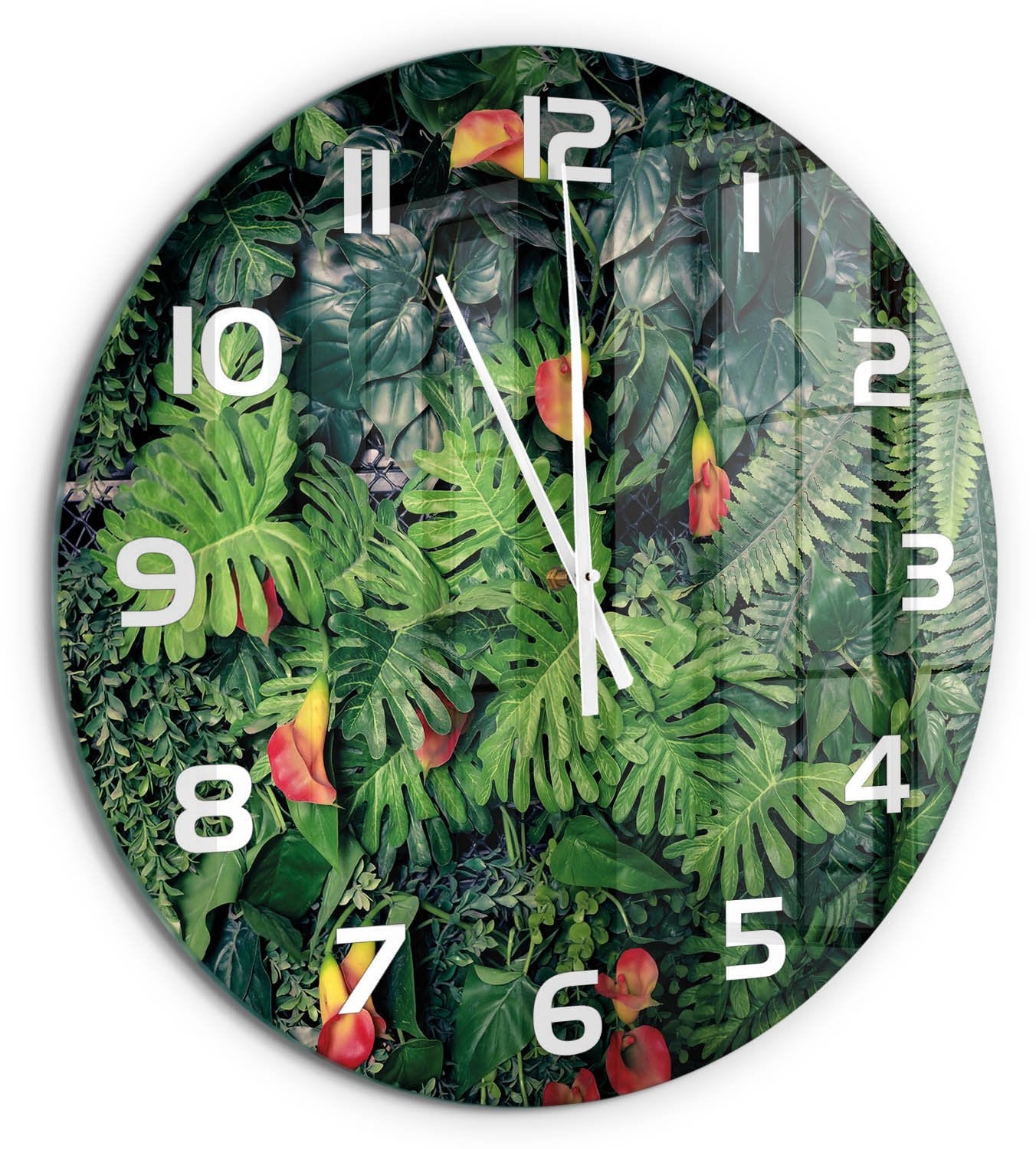 Tulup Wandklok Exotische Jungle Glas Diameter: 60 cm