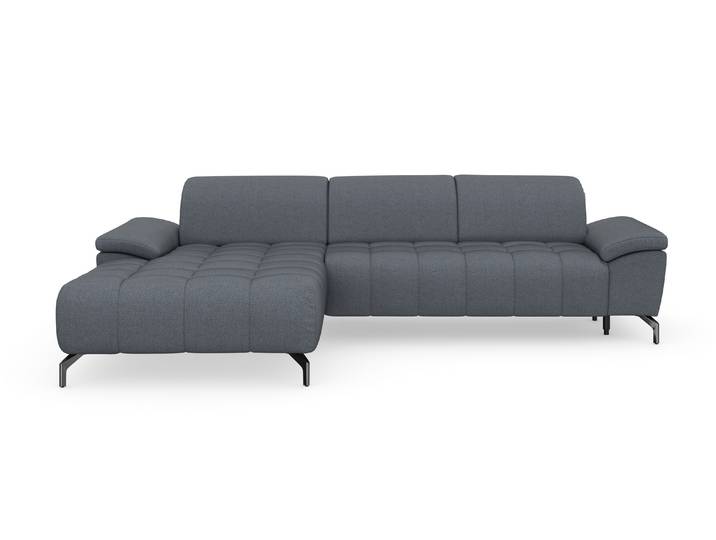 Ecksofa, Chenille, Blaugrau 290×185 cm, Recamiere Links, Motorisch, sit&more