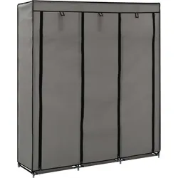 vidaXL Kleiderschrank mit Fächern und Stangen Grau 150x45x175cm Stoff