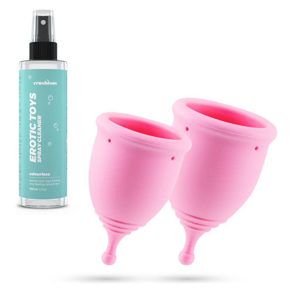 Crushious Minerva - Menstrual Cups with Pouch and Toycleaner- S and L - Pink (L, S) (53798146)