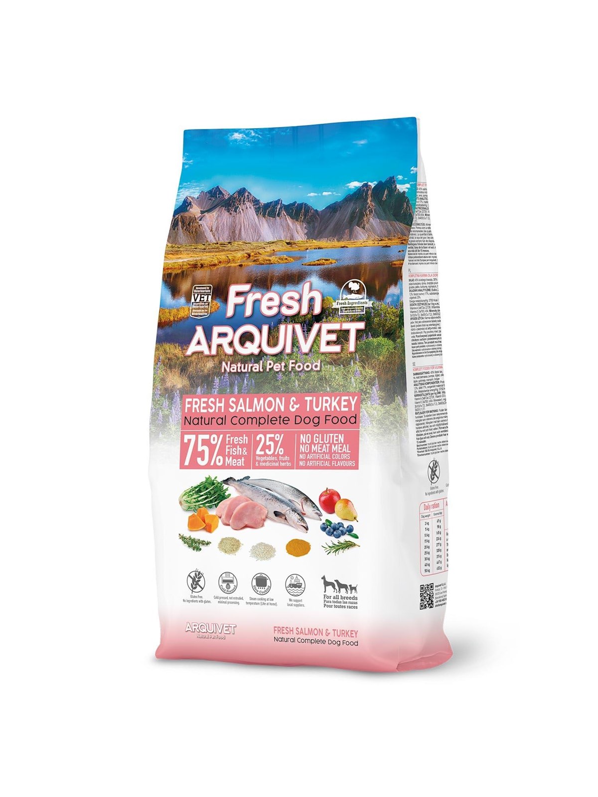 ARQUIVET Fresh Lachs mit Truthahn - halbfeuchtes Hundefutter - 10 kg