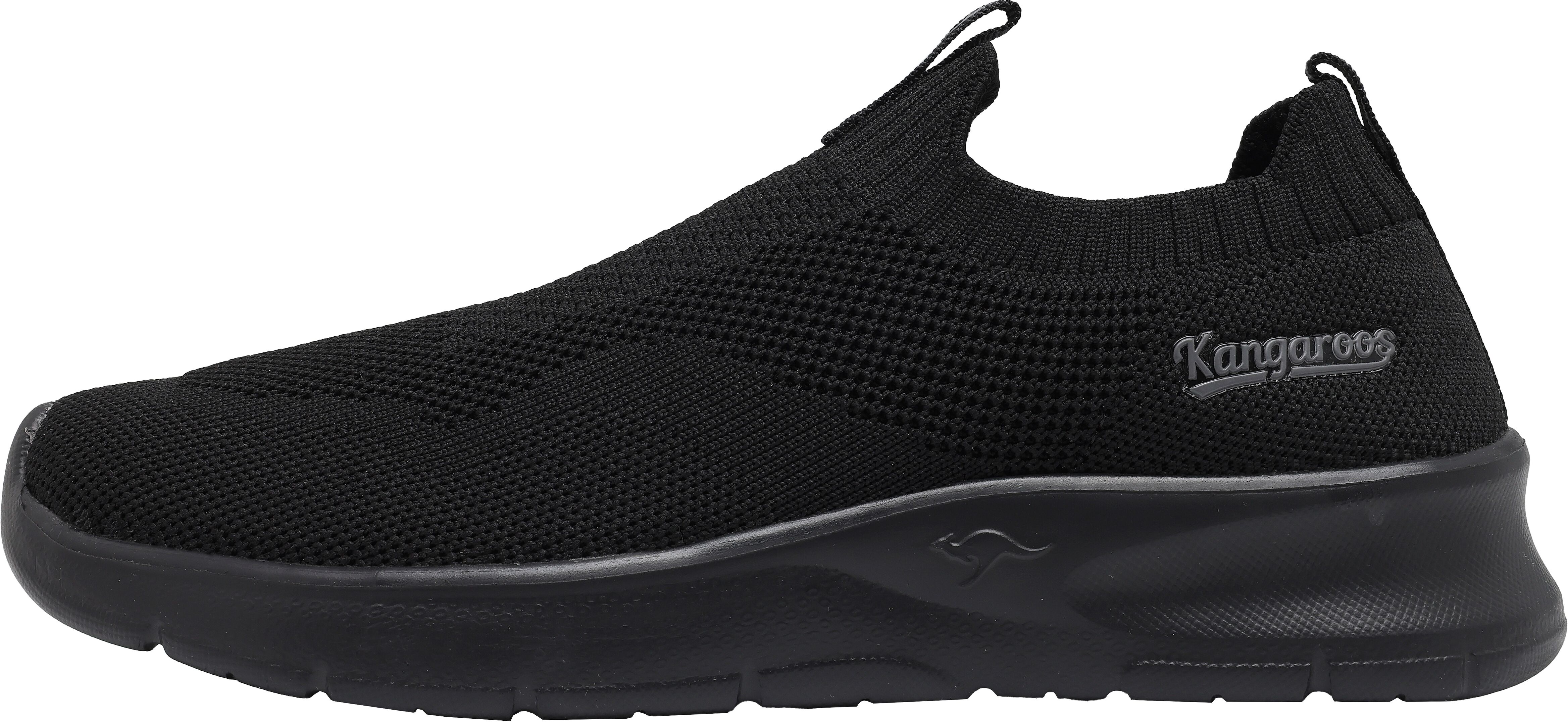 Sneaker KANGAROOS "K-NJ Crush", Damen, Gr. 41, atmungsaktiv, schwarz (jet schwarz, mono), Textil, Schuhe Sneaker, Schlupfschuh jet schwarz, mono 41, atmungsaktiv
