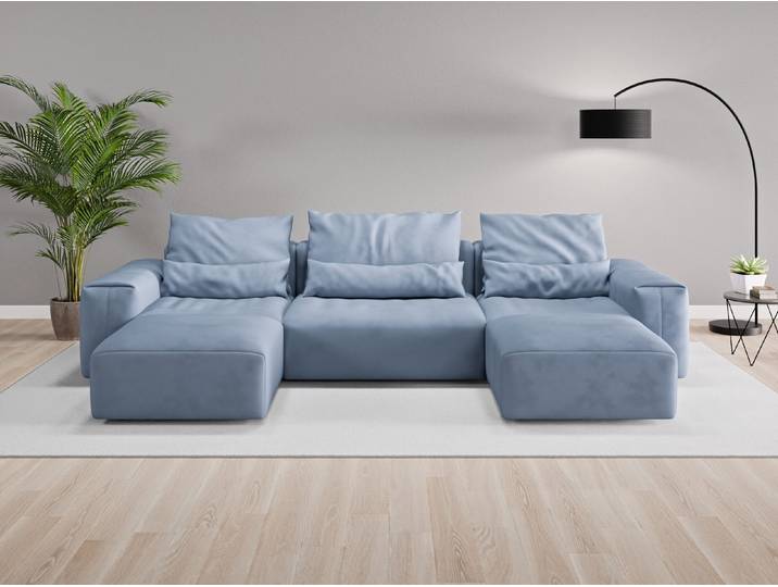 Wohnlandschaft Denver Nr. 2 - Blau (Jeansblau) - Vintage Velours