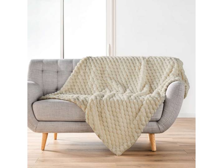 Plaid imitation fourrure / sherpa - 220x240cm - lin