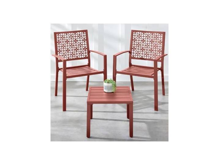 Ensemble bistrot extérieur 3 pièces acier table et chaises patio