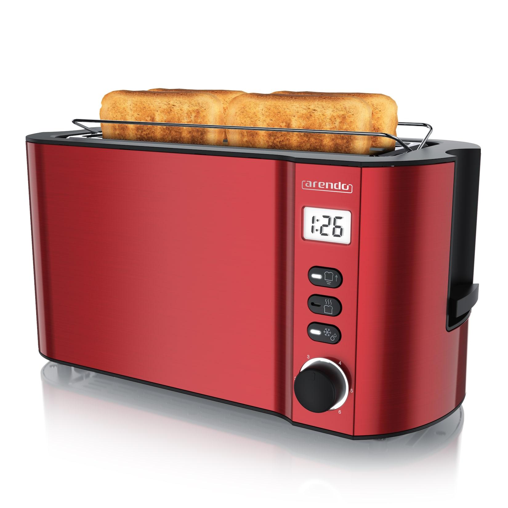 Arendo Toaster, Edelstahl, mit Brötchenaufsatz, Display & Touch, wärmeisoliert, verschiedene Schlitze
