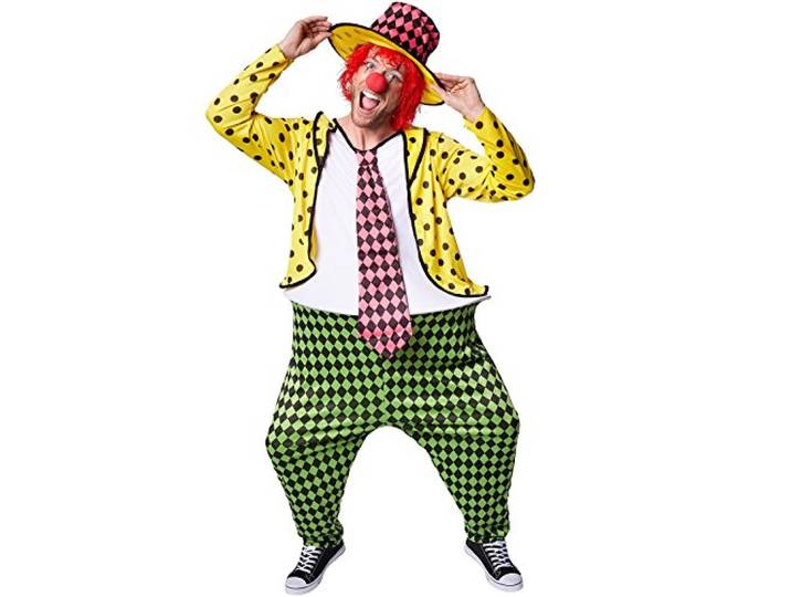 Dressforfun clownskostuum voor heren, kostuum + clownsneus en hoed, clownskostuum voor carnaval (XL, nr. 300790)
