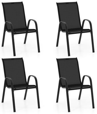 Costway 4 Pieces Stackable Patio Dining Chairs Set with Armrest-Black
