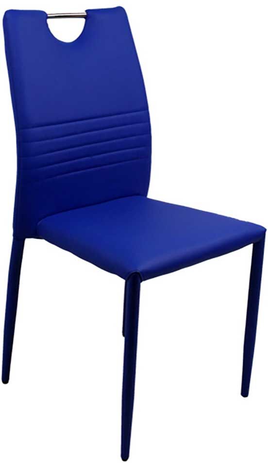 Pharao24.de Blaue Kunstlederstühle stapelbar Griff in der Rückenlehne (4er Set)