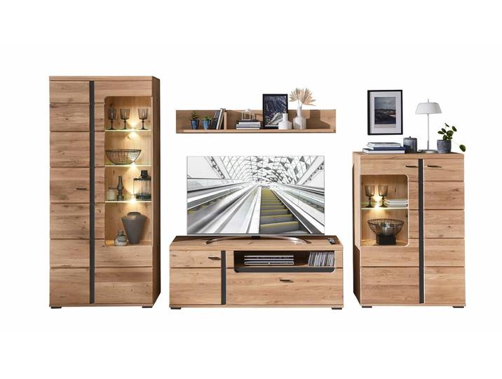 Wohnwand Altesche massiv gebürstet 360 cm - SONOS