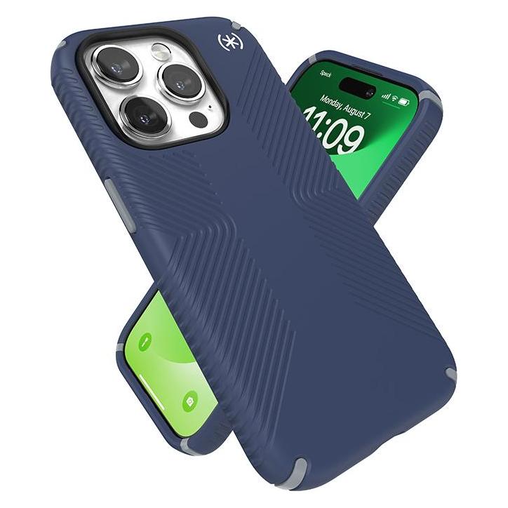 speck Presidio2 Grip fur iPhone 15 Pro Hulle MagSafe Back Cover Blau (Apple iPhone 15 Pro) (150477-3206)