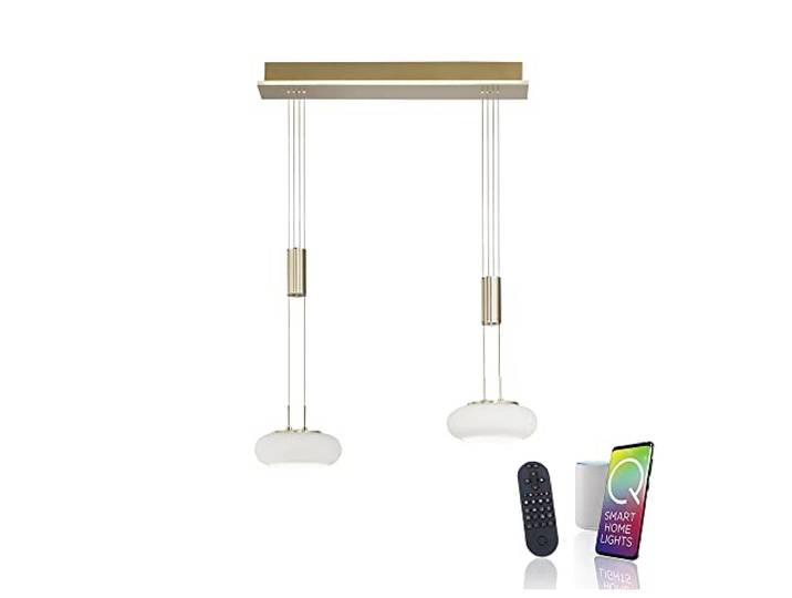 Paul Neuhaus Pendelleuchte Glas Smarthome, CCT höhenverstellbar 2-flammig