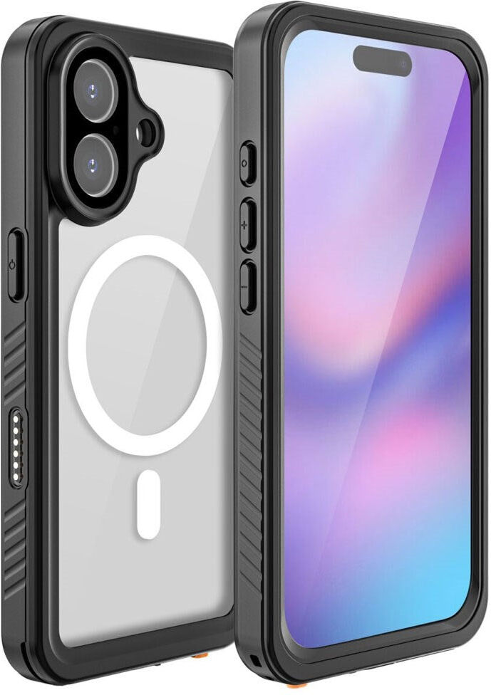 iPhone 17 4Smarts Vandtæt All Around Cover - MagSafe Kompatibel - Gennemsigtig / Sort
