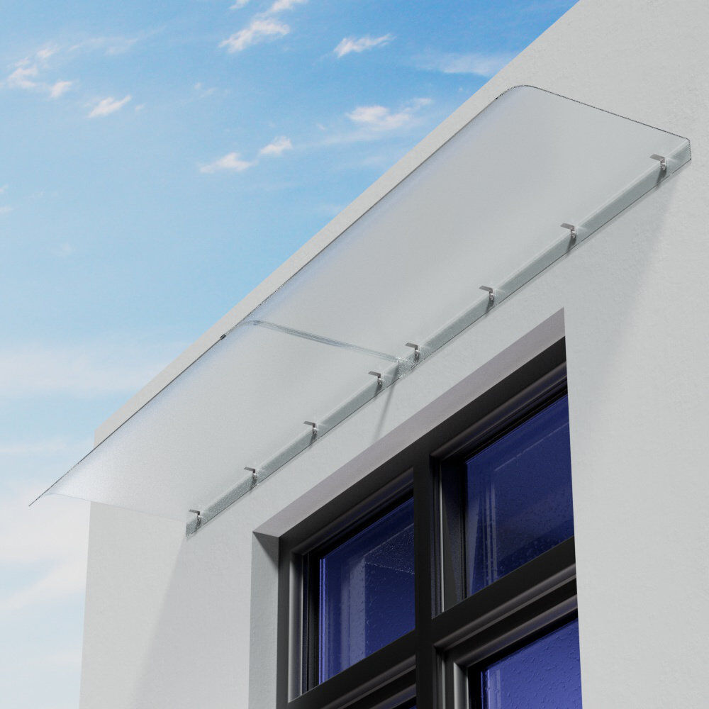 Breeins 200cm W x 43cm D Garden Sanctuary Frosted Window Door Awning Canopy White 8cm H x 200cm W x 43cm D