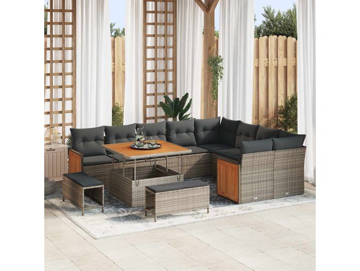 vidaXL Gartensofa-set 12 stk. 12-Sitzanzahl Grau
