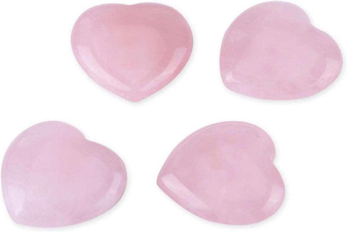 Rozenkwarts Hartvormige Kristallen Healing Stones - Set van 4