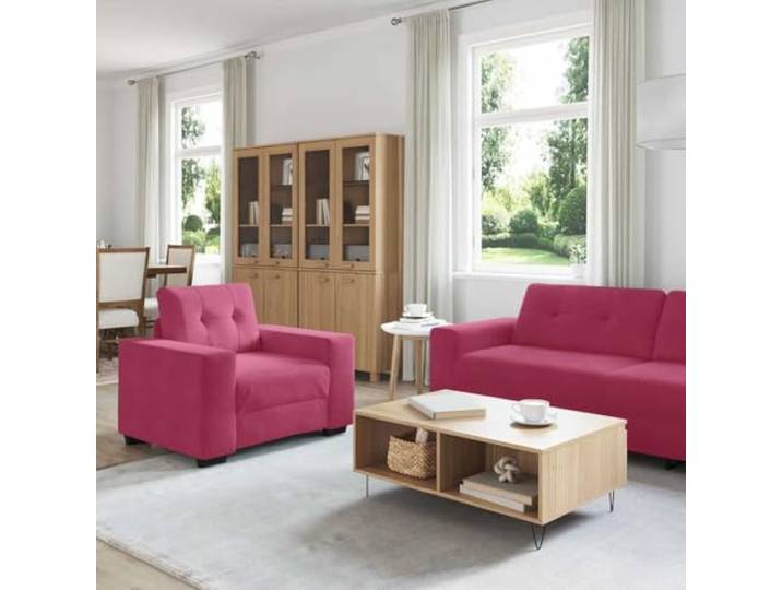 KTHLBRH 3-teiliges Sofa-Set aus Samt in Windrot Sessel, 2- und 3-Sitzer-Sofa, Metallrahmen, Schaumstoff, 6-Sitzer, 660 kg