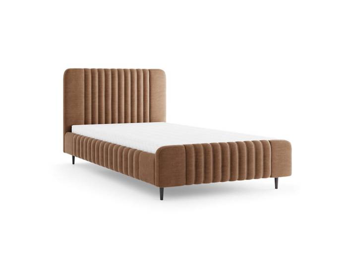 Deine Möbel 24 Polsterbett Auro 11 140/200 cm in Velours Braun, 140x200 cm, Schlafzimmer, Betten, Polsterbetten
