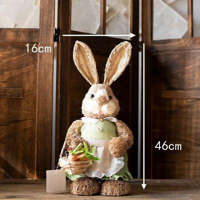 Inspire Select Straw Woven Easter Bunny Decor 18in Handmade Rabbit Garden & Home Ornament 011