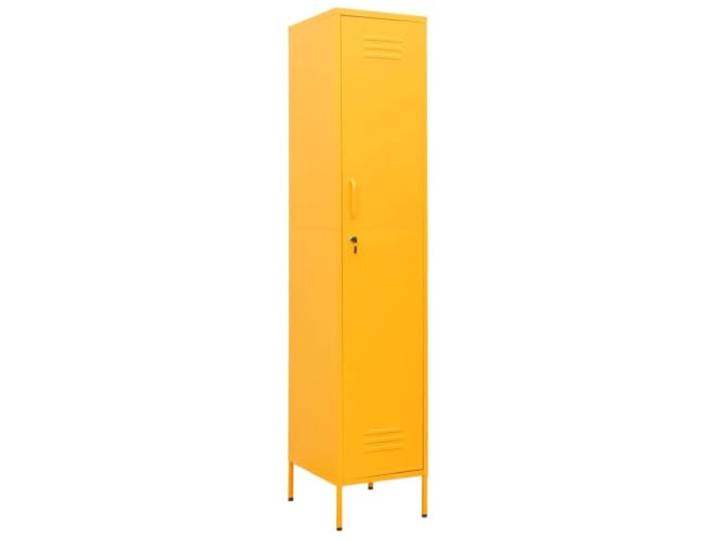 Helloshop26 Moderner Schließfachschrank, 35 x 46 x 180 cm, 4 verstellbare Einlegeböden, sicher, Stahl, senfgelb, 02_0046887