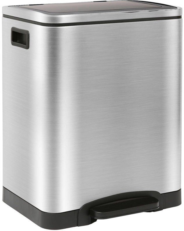 Harbour Housewares Stainless Steel Trash & Recycling Bin Brushed