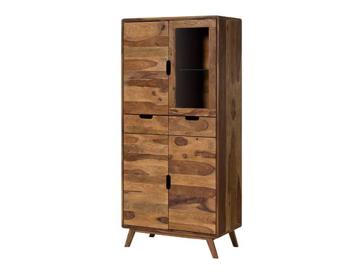 Vitrine Sheesham Natur Sablé 85x45x180 (bxtxh) Partiellement Assemblé Malmö 2 232