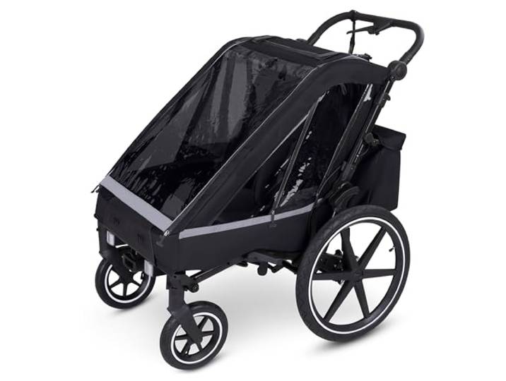 ABC Design Fahrradanhänger Tour Ink – Faltbarer 3in1 Kinderanhänger für Zwei Kinder mit Komfortsitzen, Luftreifen & Federung