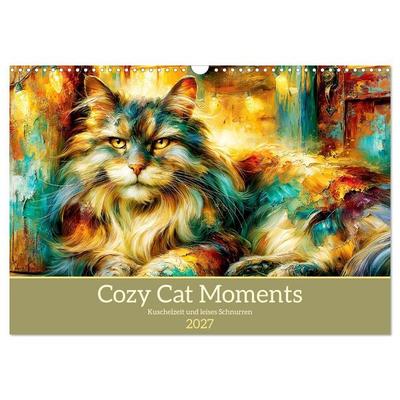 Cozy Cat Moments. Kuschelzeit und leises Schnurren (Wandkalender 2027 DIN A3 quer), CALVENDO Monatskalender