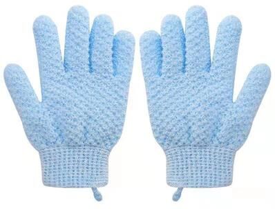 Inspire Select Exfoliating Bath Gloves Five Finger Body Scrub Mitts Deep Cleaning Shower Gloves For Women Men Travel Use blue In Two Packs