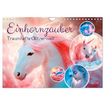 EINHORNZAUBER Traumhafte Glitzerwelt (Wandkalender 2026 DIN A4 quer), CALVENDO Monatskalender
