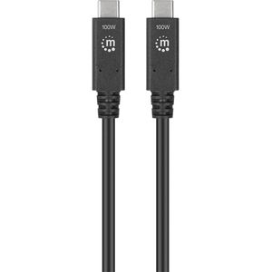 Manhattan Ladekabel 355223, schwarz, 1 m, USB-C auf USB-C, 100 W Schnellladekabel