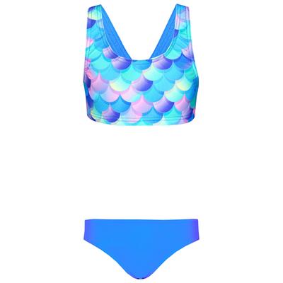 Bustier-Bikini AQUARTI "Bikini Mädchen Sport Bikini Racerback Bustier & Bikinislip", Mädchen, Gr. 116, N-Gr, lila (meerjungfrau violett, blau, rosa), Obermaterial: 80% Polyamid PA. 20% Elasthan EL., Bikini-Sets
