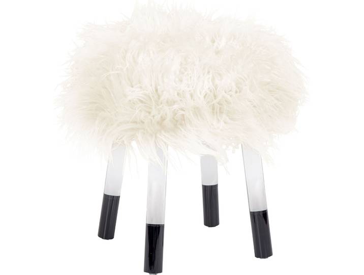 Sitzhocker KAYOOM Fellhocker Laika 110, stilvoller Hocker mit Kunstfell, runde Form , weiß, B:41cm H:46cm T:41cm, Polyester, Acryl, Hocker, Sitzhocker, bequem, elegant, modern, runde Form, runde Form