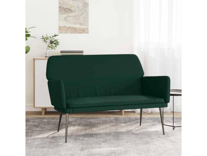 TEKGHUT Sitzbank Dunkelgrün 108x79x79 cm Samt mit Metallgestell Gepolsterte Rückenlehne, Armlehnen, Metallgestell, Montageanleitung inklusive